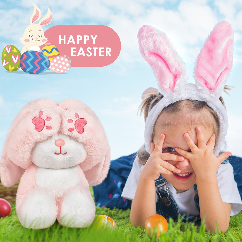 Baby Easter Bunny Stuffed Animals, 12 Soft Plush Rabbit Toy, Infant Hide Seek