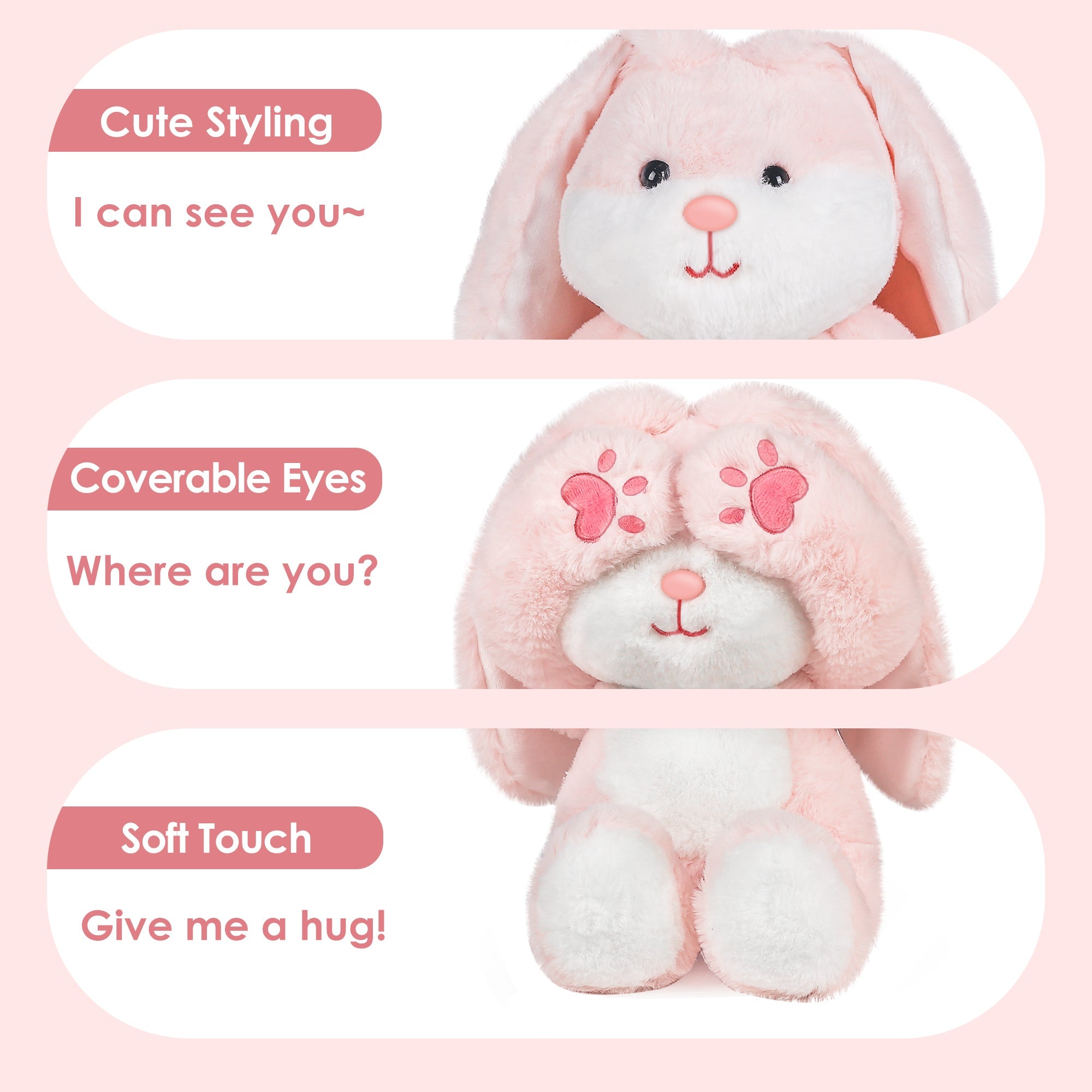 Baby Easter Bunny Stuffed Animals, 12 Soft Plush Rabbit Toy, Infant Hide Seek