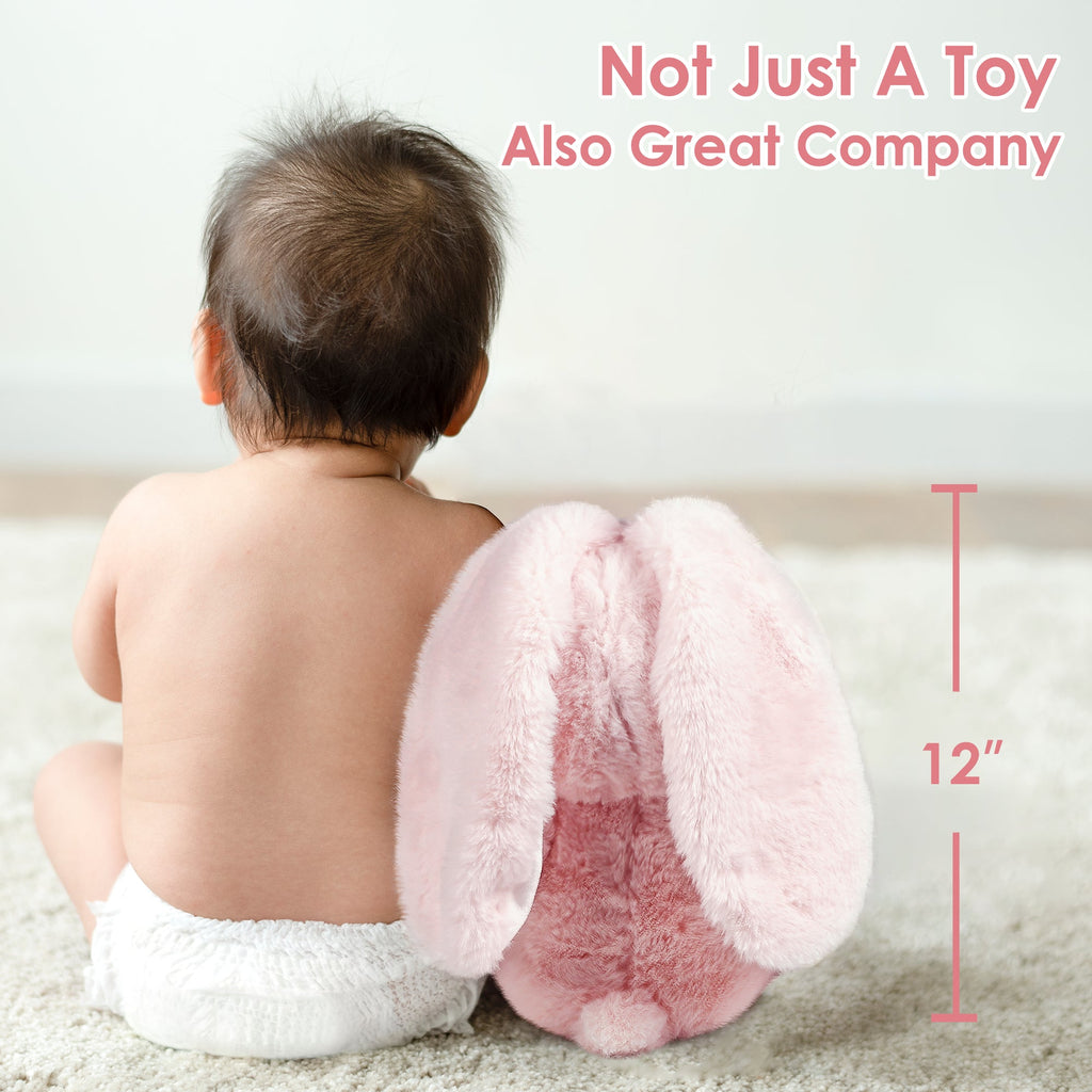 Baby Easter Bunny Stuffed Animals, 12 Soft Plush Rabbit Toy, Infant Hide Seek