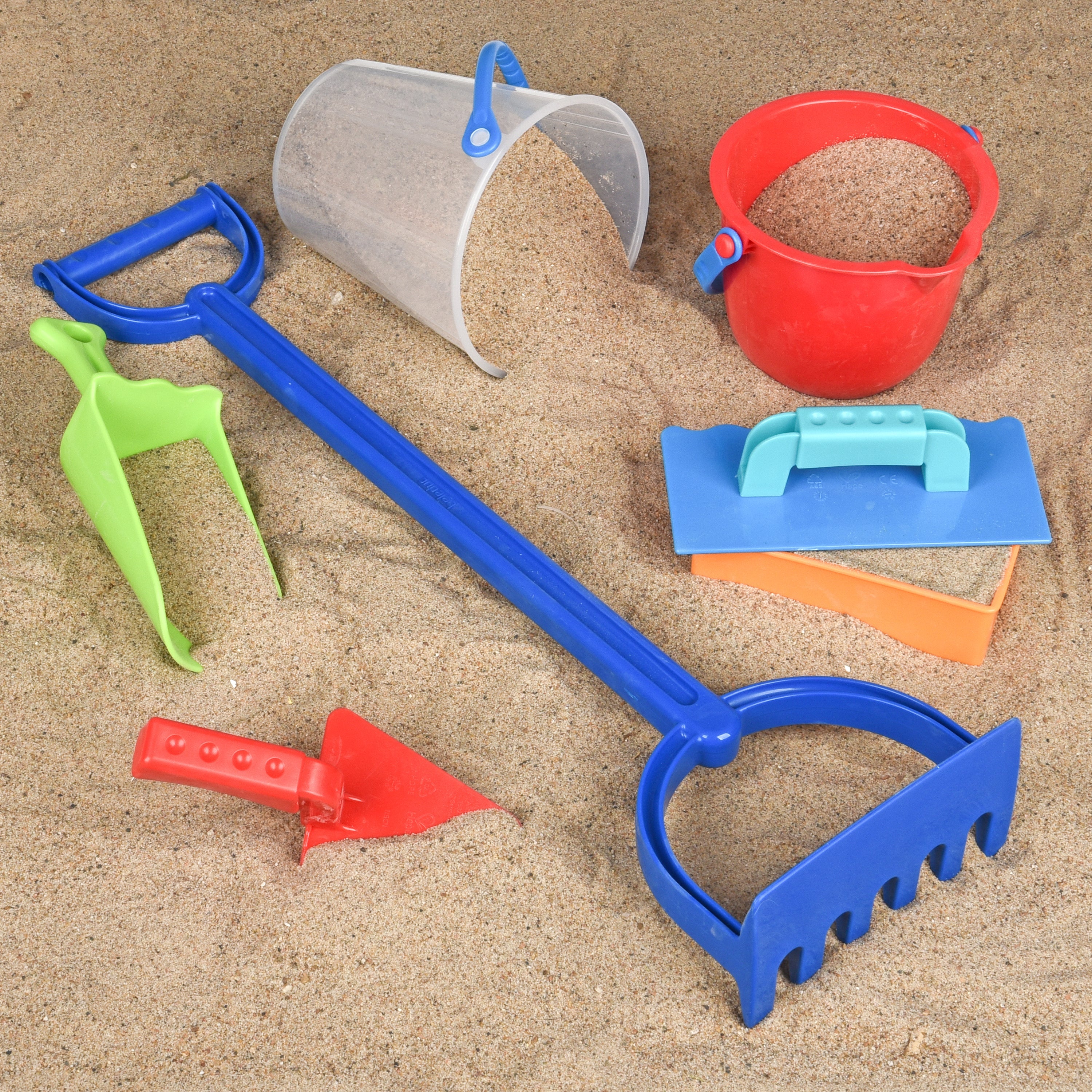 18-Piece Deluxe Sand & Water Play Set | Buckets, Scoops, Spades, Rake & Molds