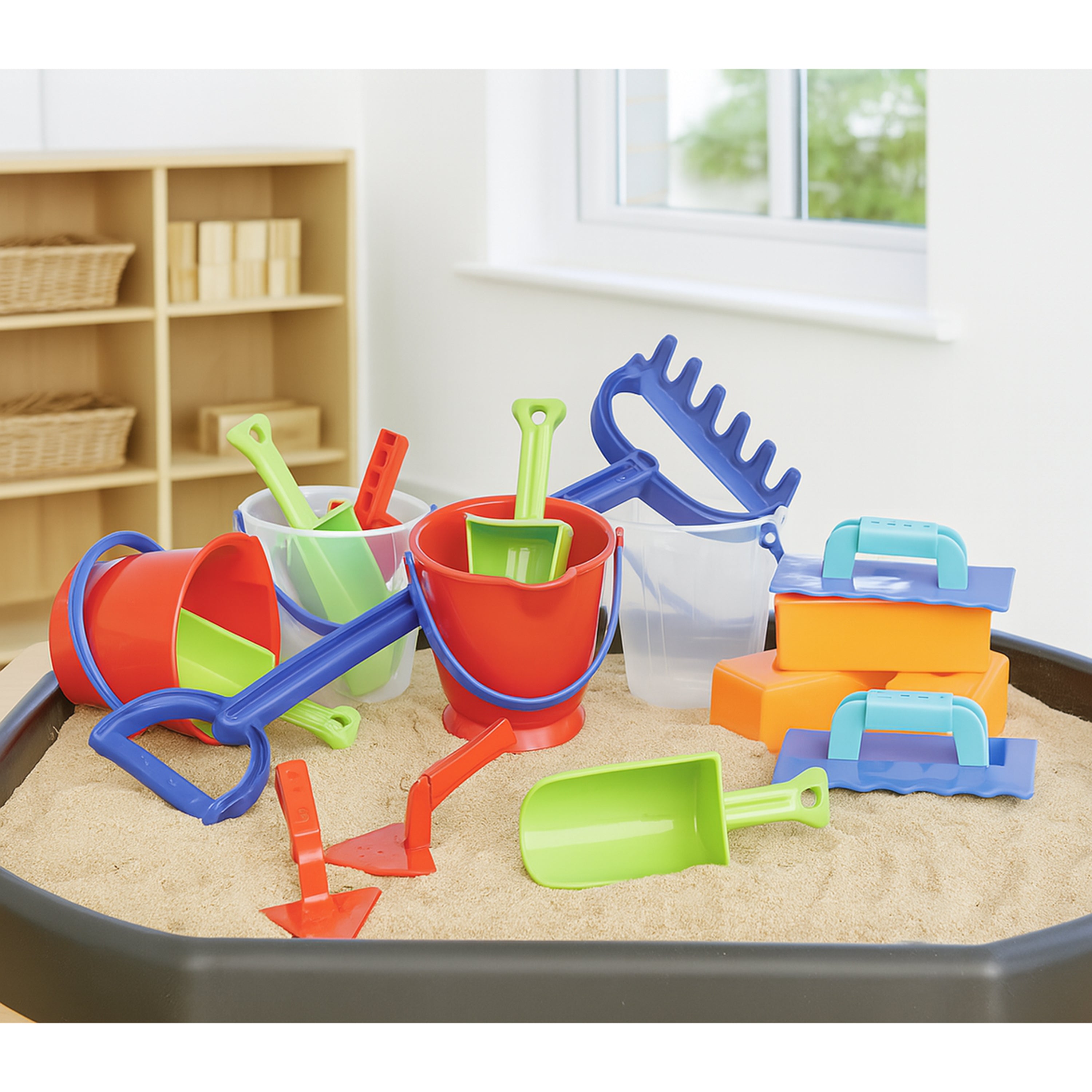 18-Piece Deluxe Sand & Water Play Set | Buckets, Scoops, Spades, Rake & Molds